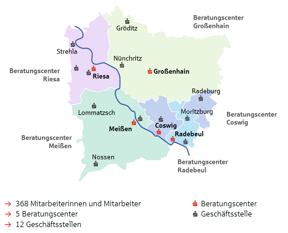 Geschäftsgebiet der Sparkasse im Landkreis Meißen